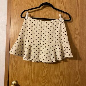 Altar'd State Cream and Brown Polka Dot Skater Skirt